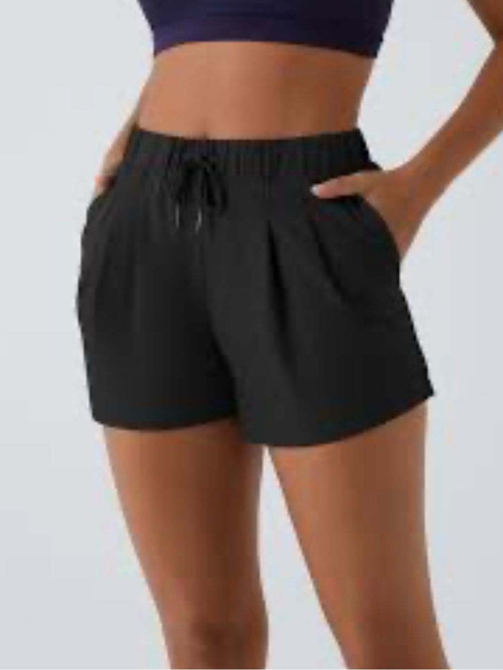 Halara | High Waisted| Elastic Waistband|
Drawstring |Pleated | Black | Size S